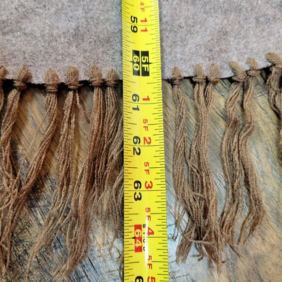 Boho Christmas Tree Skirt Wool Fringe Large Round Rustic Neutral Brown Simple - Picture 8 of 8